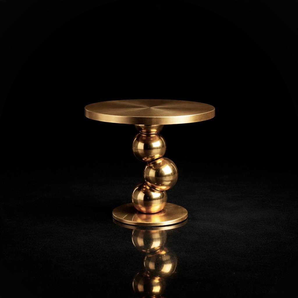 handmade brass side table with warm natural finish