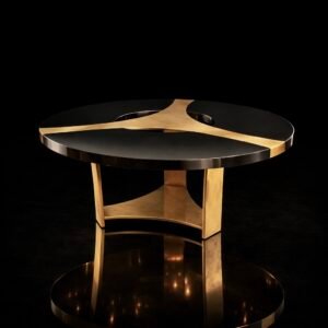 sculptural black & brass coffee table