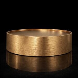 round hammered drum brass coffee table